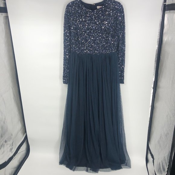 Maya Deluxe Maya Mouwloze Streep Versierde Maxi Jurk Prom, Groen Lelie, 16
